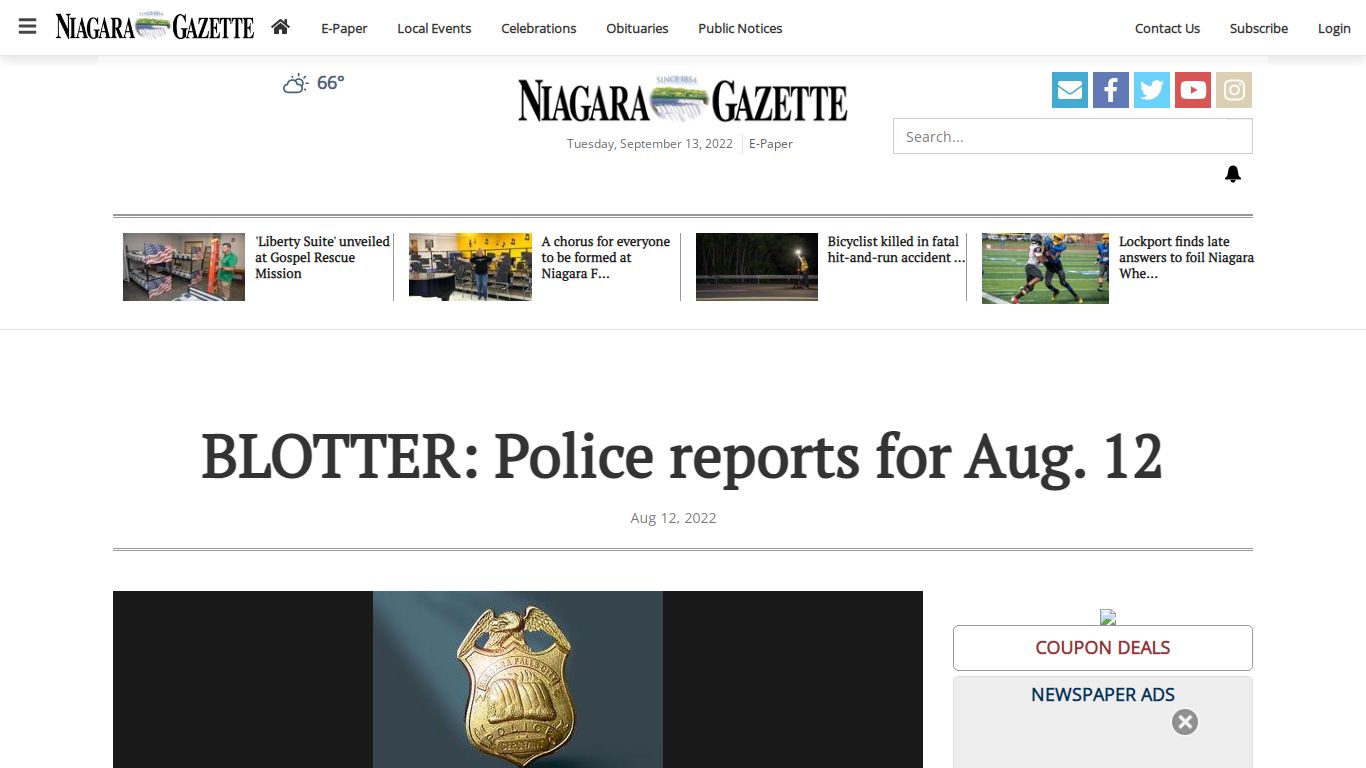 BLOTTER: Police reports for Aug. 12 | Crime | niagara-gazette.com